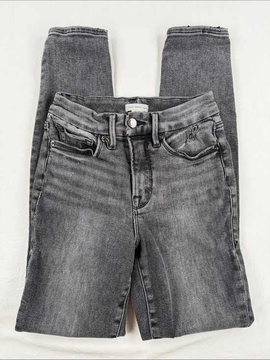 Good American Denim - Good American Charcoal Skinny High-Rise Jeans